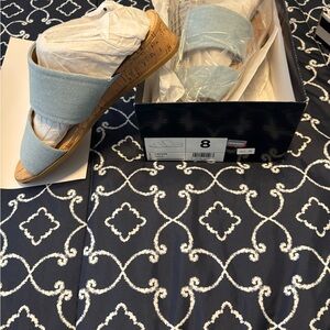 crown & ivy Blue Sandals with Cork Sole